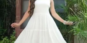 Women White Strappy Tiered Dress