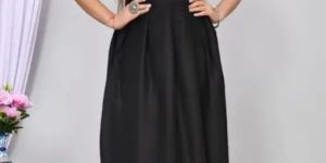 Women Wrap V Neck Solid Sleeveless Maxi Dress