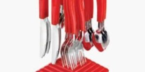 Prachit Swastic Royal Red Cutlery Set