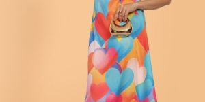 Ladies Colorful Heart Pattern Dress