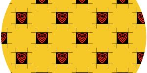 Yellow Heart Checkerboard Print Fabric