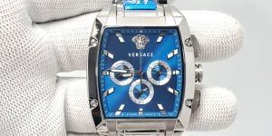 Versace Dominus Chronograph Steel Blue Dial Swiss Watch
