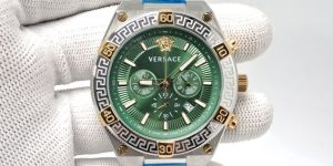 Versace V-Sporty Greca Chronograph Dual Tone Green Dial Swiss Watch