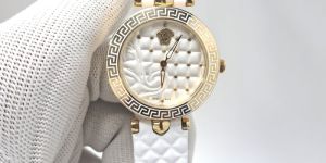 versace vanitas micro white dial white leather strap swiss watch