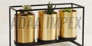 Golden Trio Tray Iron Planter Stand