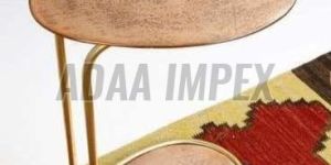 Golden Twin Rod Round Side Table