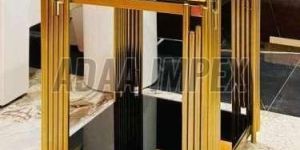 Golden Vertical Rod Frame Black Top Square Side Table