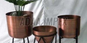Trio Luxe Copper Geometric Iron Planter Stand