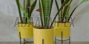 Yellow Cylindrical Iron Planter Stand