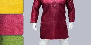 Mens Wine Jacquard Kurta Pajama Set