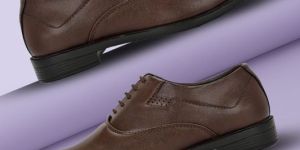 Mens Brown Brogue Sleek Lace-Up Shoes