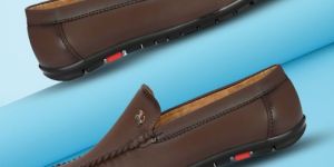 Mens Brown Loafer Logo Slip-On Shoes