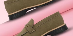 Mens Olive Loafer Earth-Tone Penny Strap Shoes