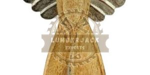 Wooden Spiritual Angel Figurine with Silver Star Pendant