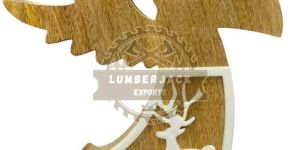 Wooden Star Holding Angel Sculpture with Cutout Stars