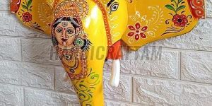 Wooden Hand Painted Elephant Head