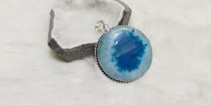 Agate Window Druzy Round Gemstone Pendant