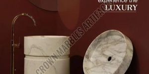 Round Marble Pedestal Wash Basin