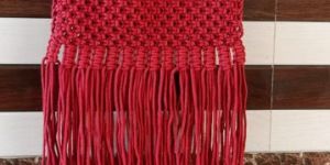 Red Boho Macrame Hand Bag