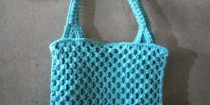 Sky Blue Handmade Macrame Bag