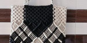 Solid Knotted Cotton Macrame Handbag