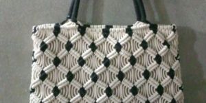Black White Macrame Hand Bag
