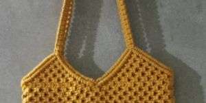 Yellow Handmade Macrame Shoulder Sling Bag