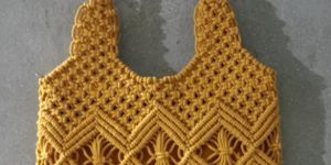 Yellow Handmade Macrame Tote Bag for Womens