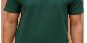 Mens Green Round Neck Cotton T-Shirt