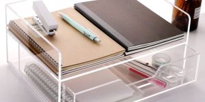 Transparent Rectangular Plastic Desk Organizer