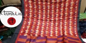 Womens Diamond Stripe Tussar Silk Stole