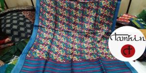 Womens Multicolor Grid Tussar Silk Stole