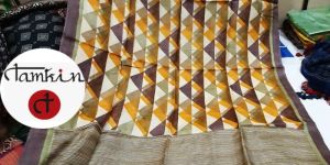Womens Triangle Grid Tussar Silk Stole