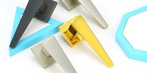 V Shape Plain Zinc Mortise Door Handle