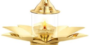 Kamal Pure Brass Diya With Glass
