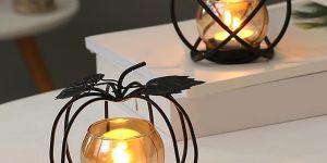 Pumpking Glass Votive Candle Holder