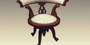 White Nailhead Curved Back Vintage Chair