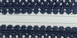 Loop Diamond Motif Dark Blue Polyester Lace