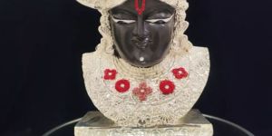 Shreenathji Idol Silver-Plated with Diamond Work