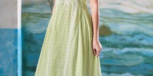 Superior Cotton Print Embroidered Green Co - Ord Set