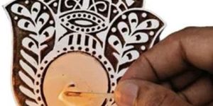 Hamsa Shape Wooden Tealight Candle Holder