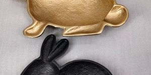 Rabbit Shaped Decorative Metal Tray Set