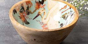 Round Printed Wooden Bowl