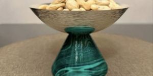 Silver Polished Aluminium Bowl With Marble Base