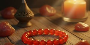 Wholesale Red Onyx Om Mantra Beaded Bracelet Gold Printed, Carnelian Energy, Creativity & Vitality