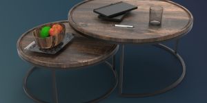 Round Wooden Nesting Coffee Table