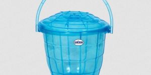 Sky Blue Plastic Bucket With Lid