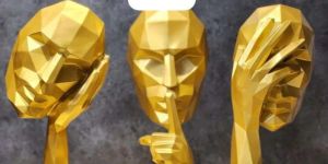 Polyresin Human Golden Face Sculpture Set