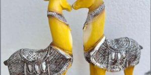 Yellow Polyresin Swamp Deer Sculpture