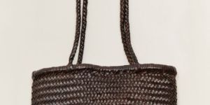 handmade black leather woven bag genuine leather tote woven bag